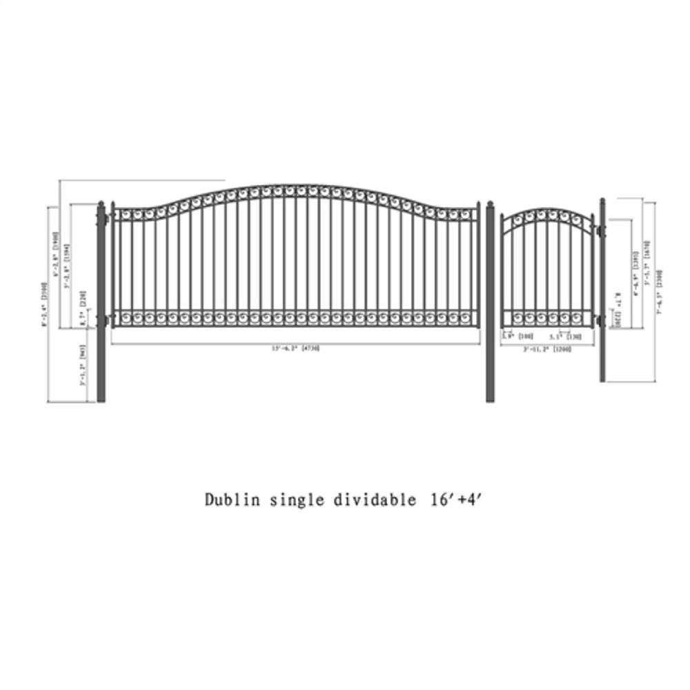 ALEKO Dublin Style Steel Single Swing Driveway Gate With Pedestrian Gate (SAK15987)-SAKSBY