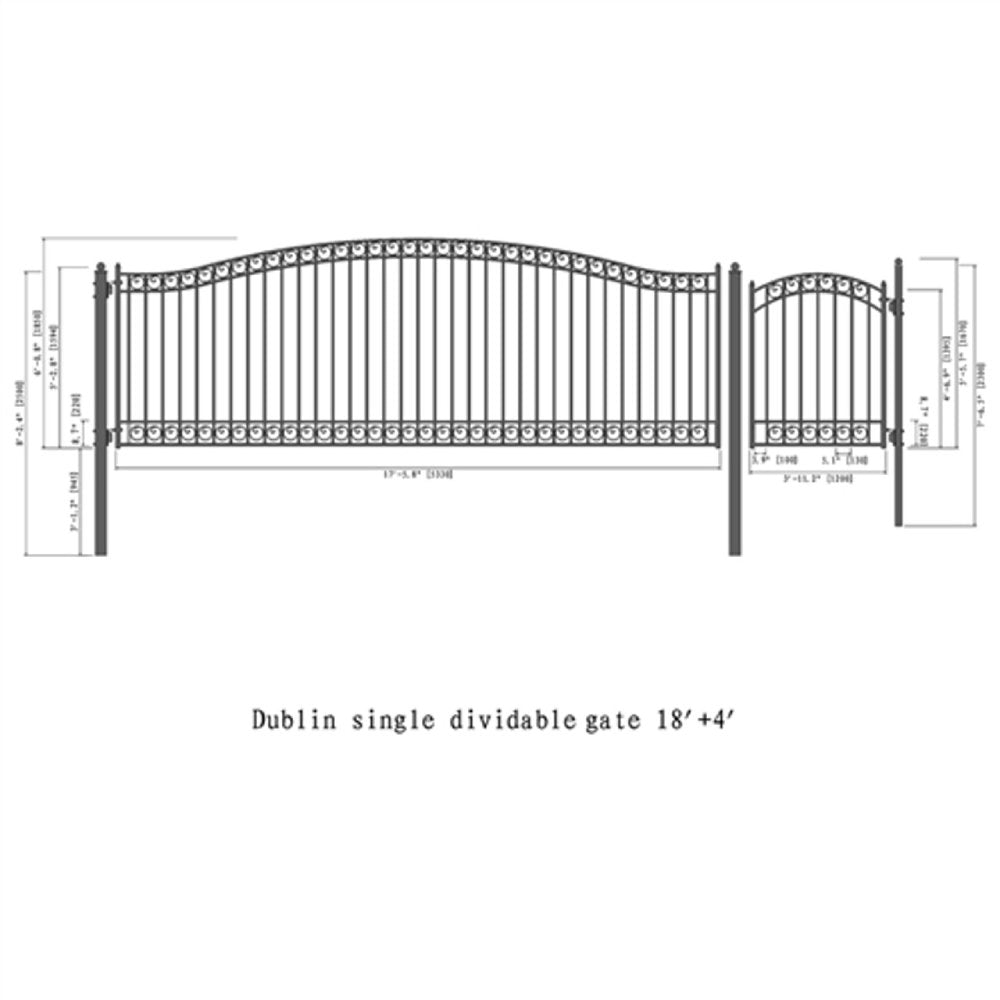 ALEKO Dublin Style Steel Single Swing Driveway Gate With Pedestrian Gate (SAK15987)-SAKSBY