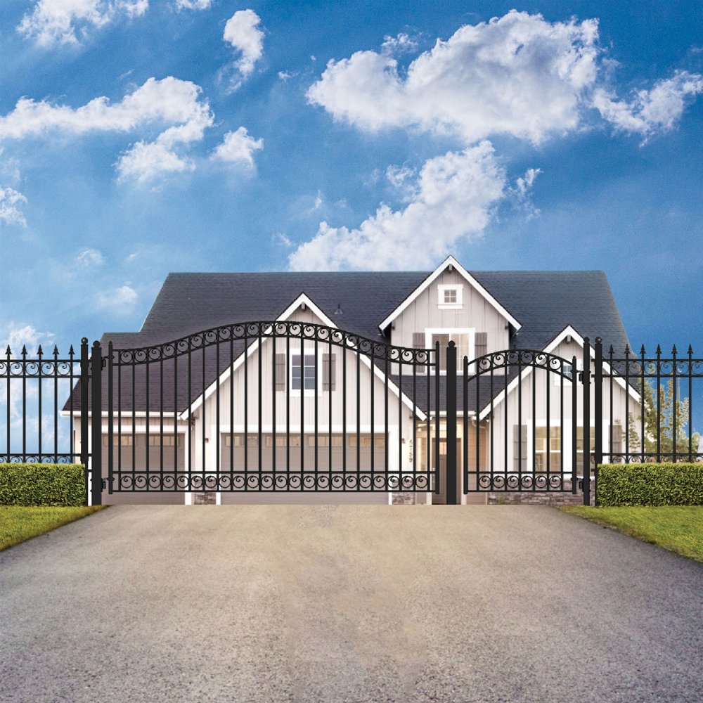 ALEKO Dublin Style Steel Single Swing Driveway Gate With Pedestrian Gate (SAK15987)-SAKSBY