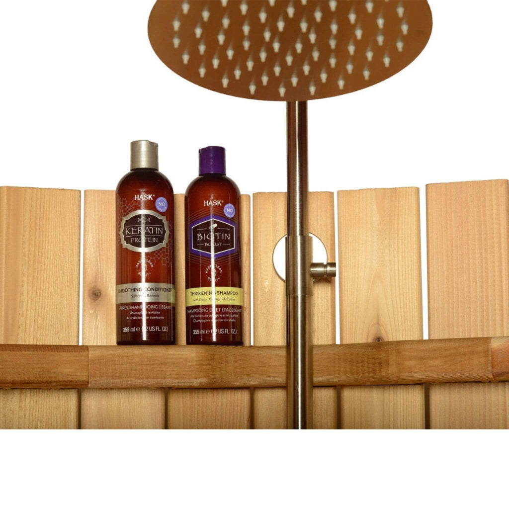 Aleko Ellipse Premium Outdoor Curved Western Red Cedar Rinse Shower, 67.2" [SHCEDRUSTIC-AP] (SAK96851) - Saksby Wholesale - Details