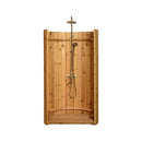 Aleko Ellipse Premium Outdoor Curved Western Red Cedar Rinse Shower, 67.2" [SHCEDRUSTIC-AP] (SAK96851) - Saksby Wholesale - Front View