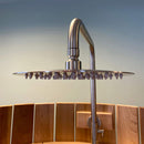 Aleko Ellipse Premium Outdoor Curved Western Red Cedar Rinse Shower, 67.2" [SHCEDRUSTIC-AP] (SAK96851) - Saksby Wholesale - Shower Design