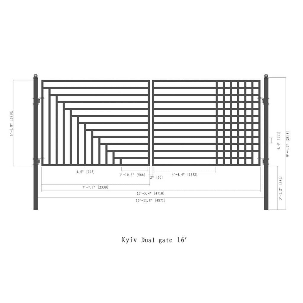 ALEKO Kyiv Style Steel Dual Swing Driveway Gate (SAK19376)-SAKSBY