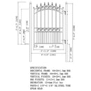 Aleko London Style Powder Coated Galvanized Steel Pedestrian Gate, 5FT [PGLON-AP] (SAK57039) - Saksby Wholesale - Specifications