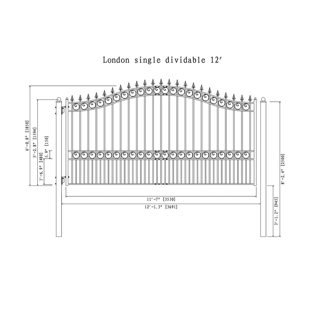 ALEKO London Style Steel Single Swing Driveway Gate (SAK21587)-SAK