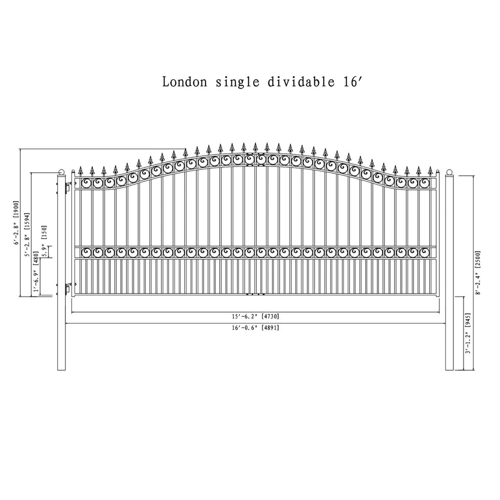 ALEKO London Style Steel Single Swing Driveway Gate (SAK21587)-SAK