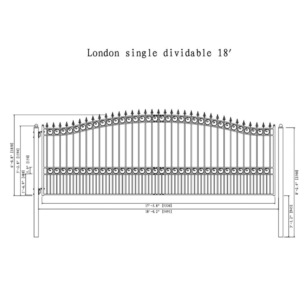 ALEKO London Style Steel Single Swing Driveway Gate (SAK21587)-SAK