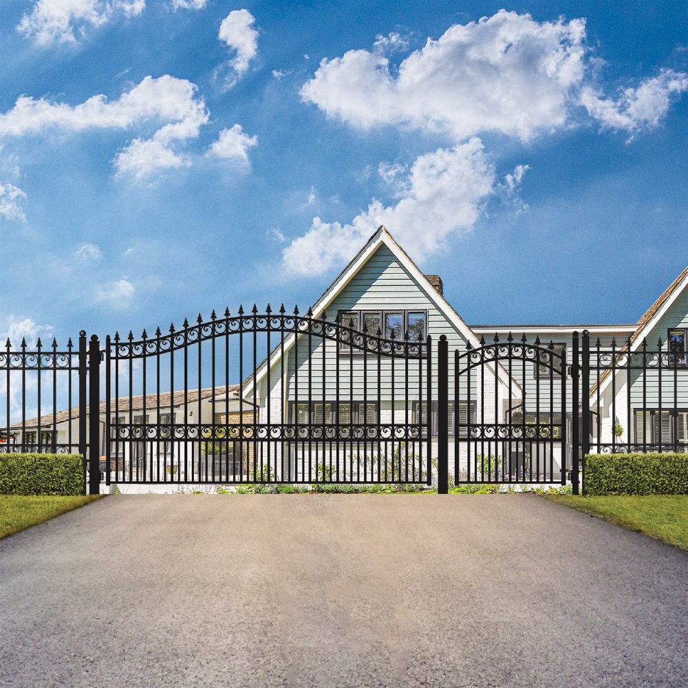 ALEKO London Style Steel Single Swing Driveway Gate With Pedestrian Gate (SAK67281)-SAKSBY