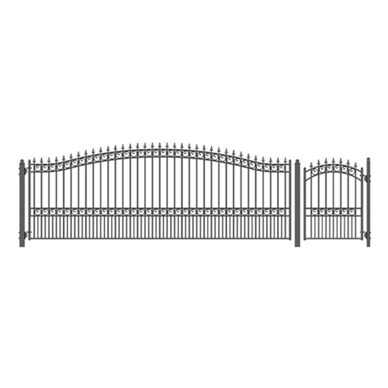 ALEKO London Style Steel Single Swing Driveway Gate With Pedestrian Gate (SAK67281)-SAKSBY