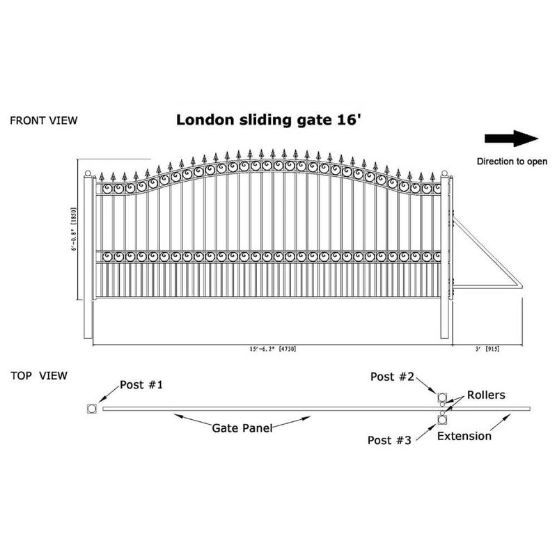 ALEKO LONDON Style Steel Sliding Driveway Gate (SAK39284)-SAKSBY