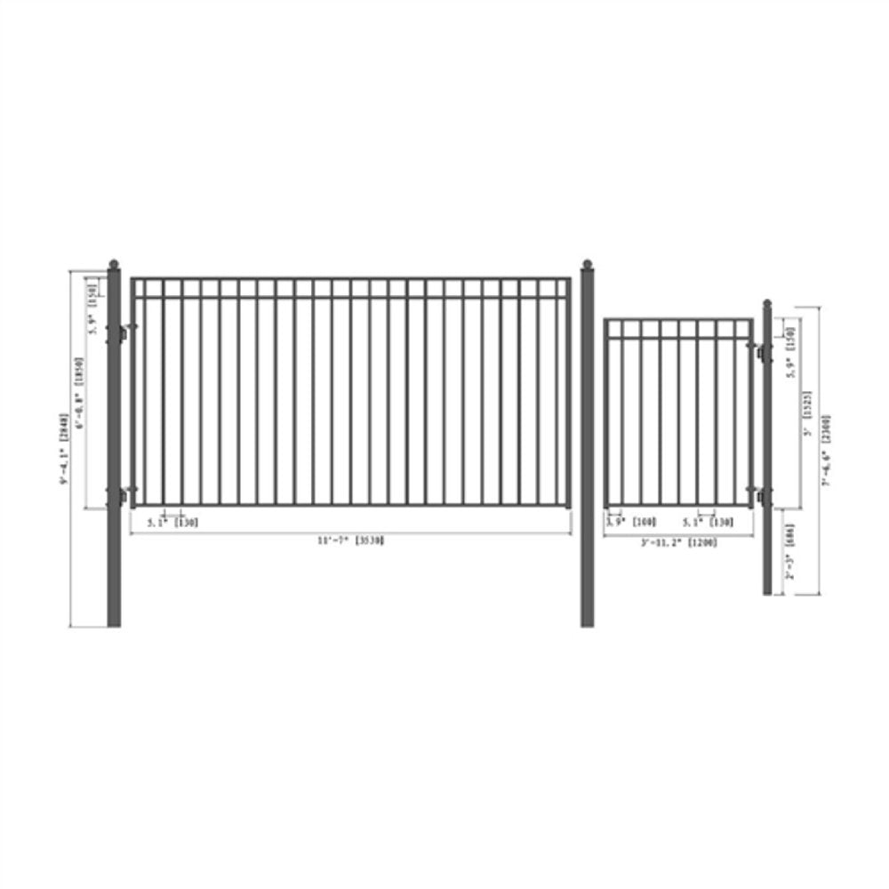 ALEKO Madrid Style Steel Single Swing Driveway Gate With Pedestrian Gate (SAK25349)- SAKSBY