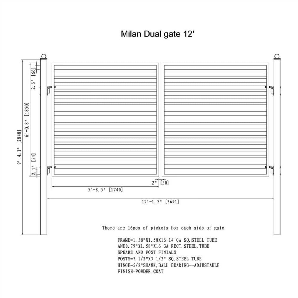 ALEKO MILAN Style Steel Dual Swing Driveway Gate (SAK45982)-SAKSBY