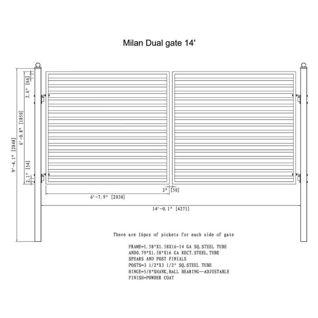 ALEKO MILAN Style Steel Dual Swing Driveway Gate (SAK45982)-SAKSBY