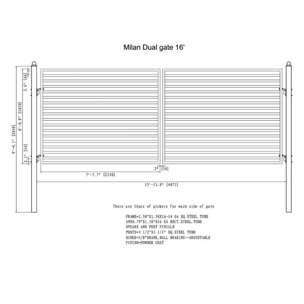 ALEKO MILAN Style Steel Dual Swing Driveway Gate (SAK45982)-SAKSBY