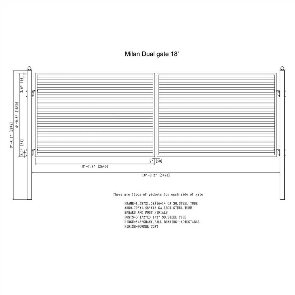 ALEKO MILAN Style Steel Dual Swing Driveway Gate (SAK45982)-SAKSBY