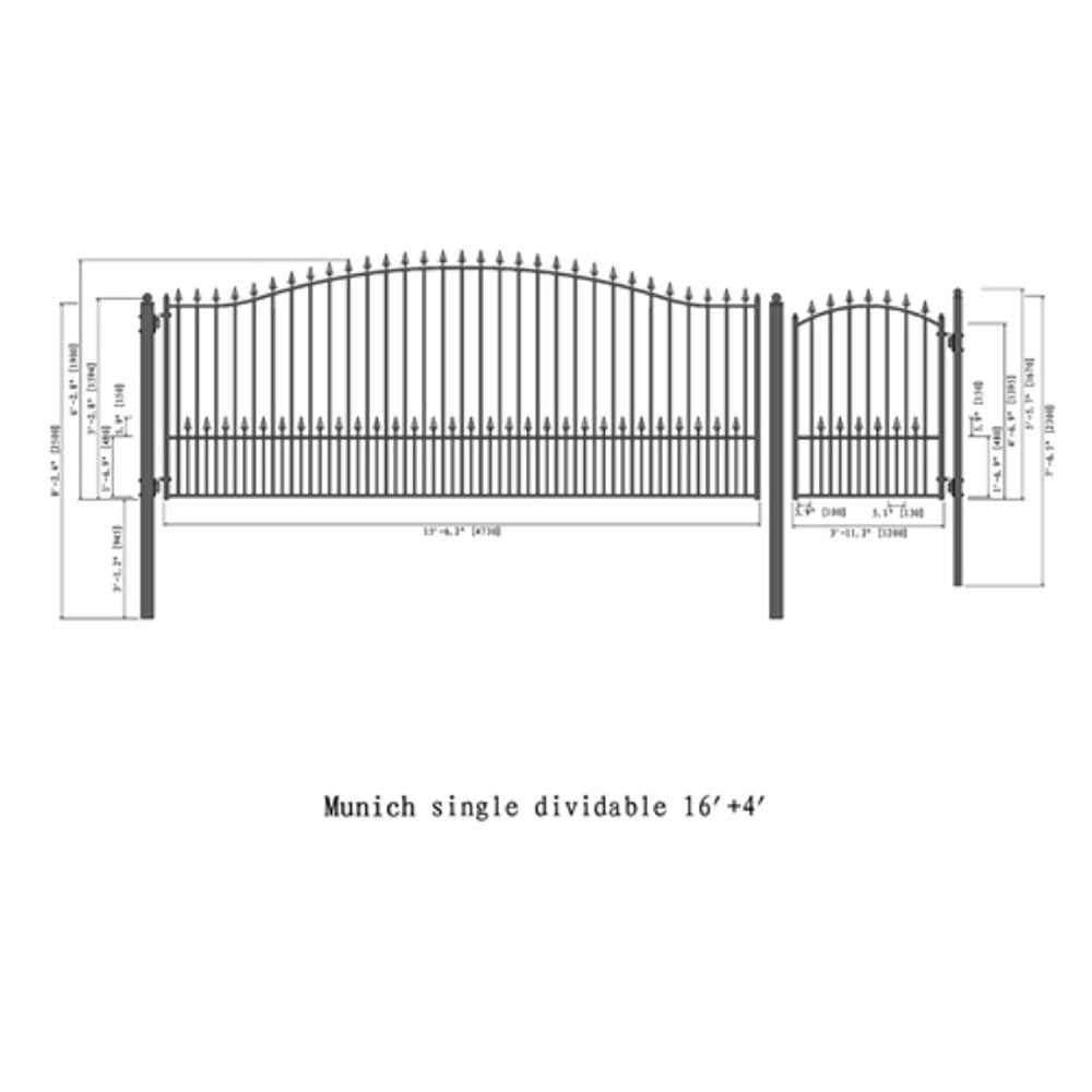 ALEKO Munich Style Steel Single Swing Driveway Gate With Pedestrian Gate (SAK38426)-SAKSBY