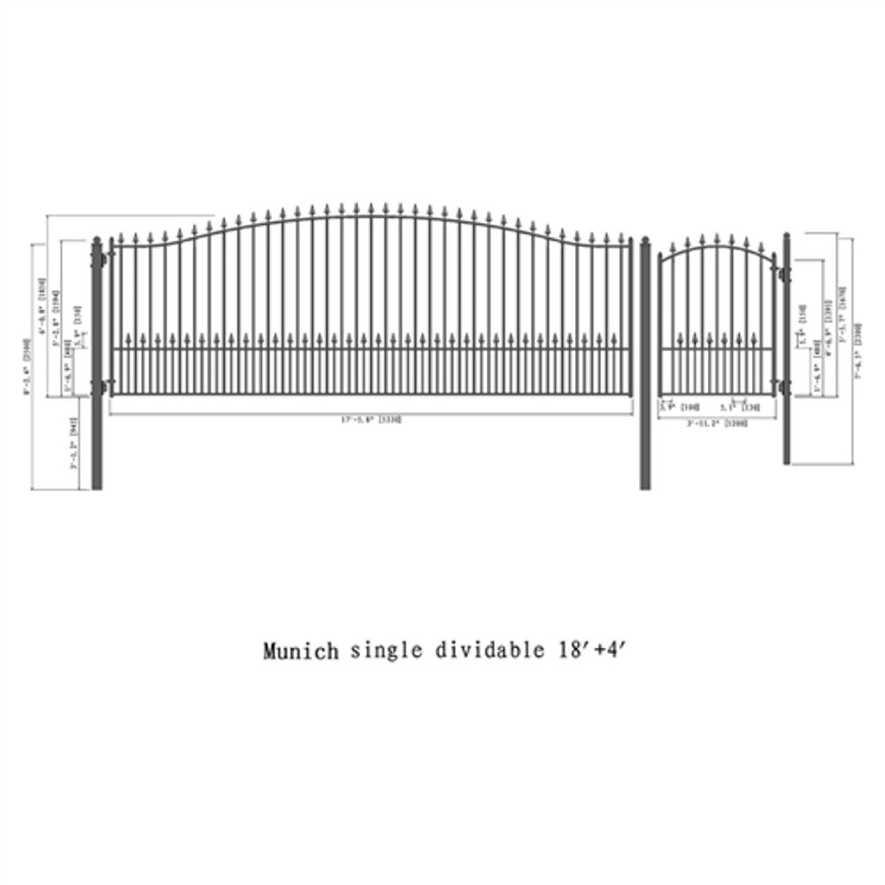 ALEKO Munich Style Steel Single Swing Driveway Gate With Pedestrian Gate (SAK38426)-SAKSBY