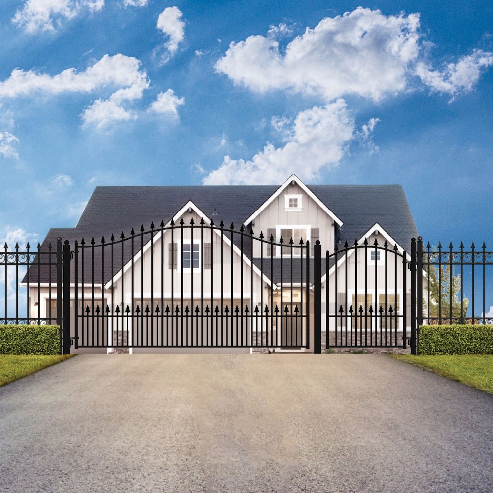 ALEKO Munich Style Steel Single Swing Driveway Gate With Pedestrian Gate (SAK38426)-SAKSBY