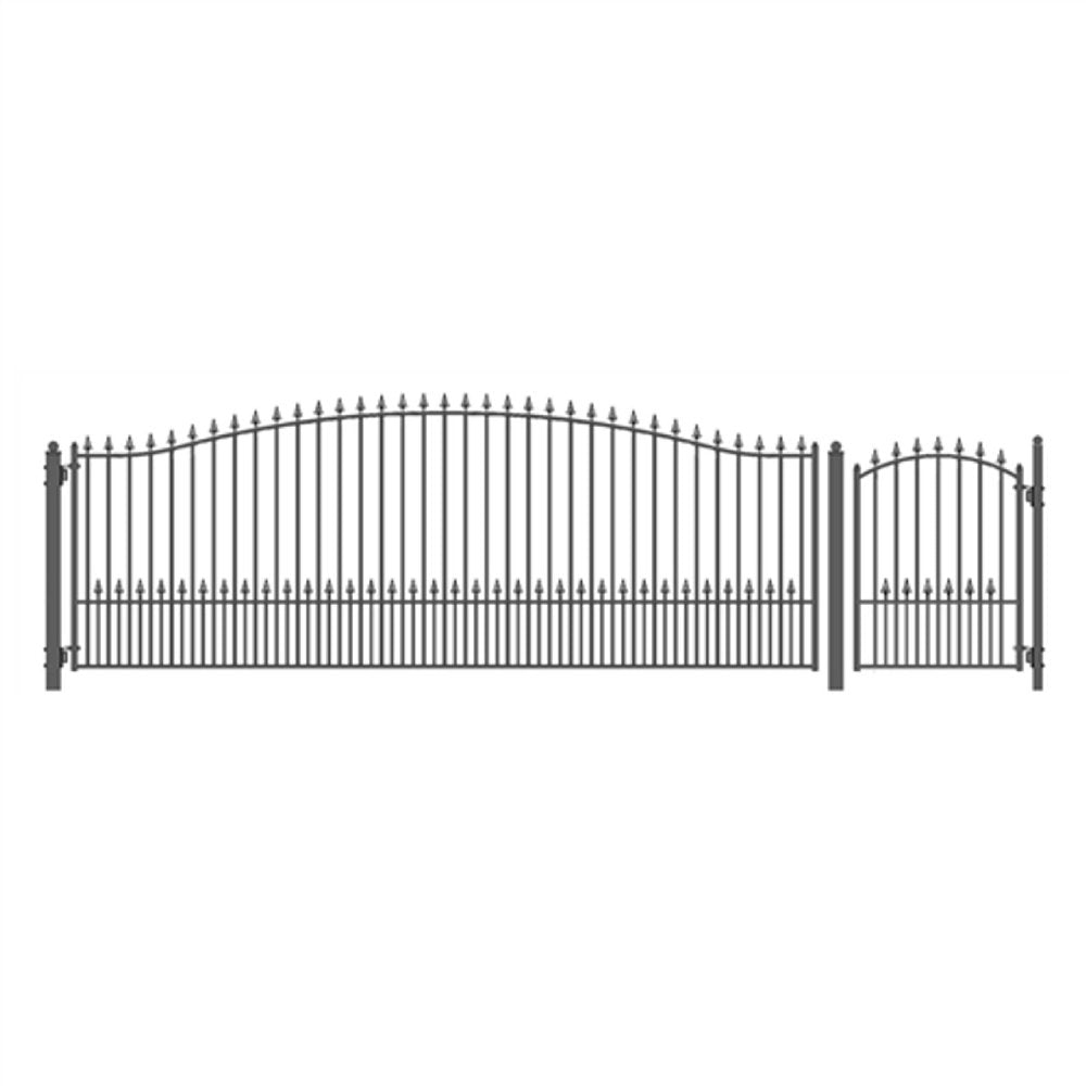 ALEKO Munich Style Steel Single Swing Driveway Gate With Pedestrian Gate (SAK38426)-SAKSBY