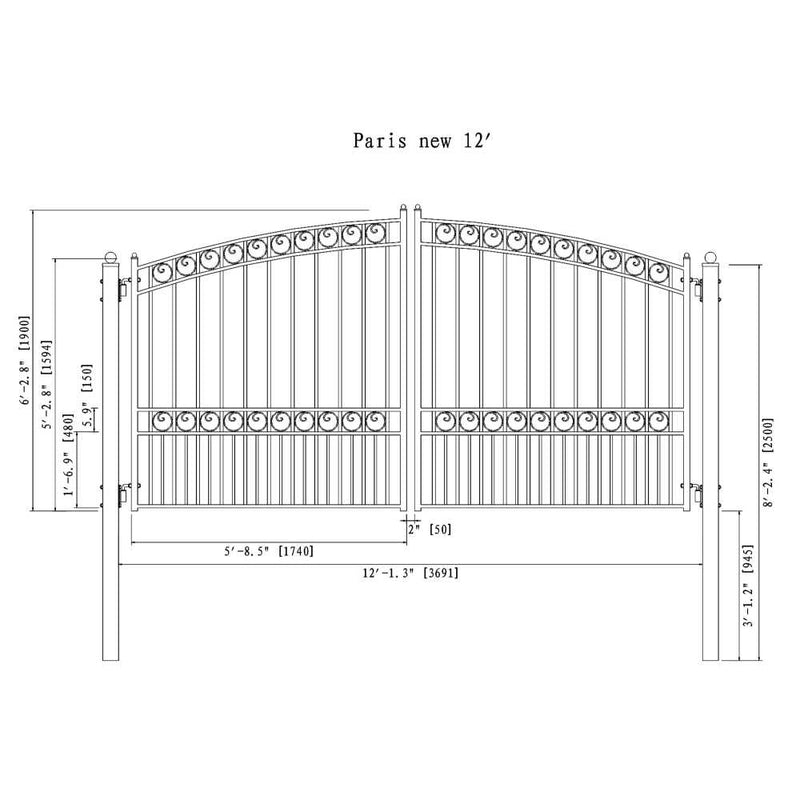 ALEKO PARIS Style Steel Dual Swing Driveway Gate (SAK97031)-SAKSBY