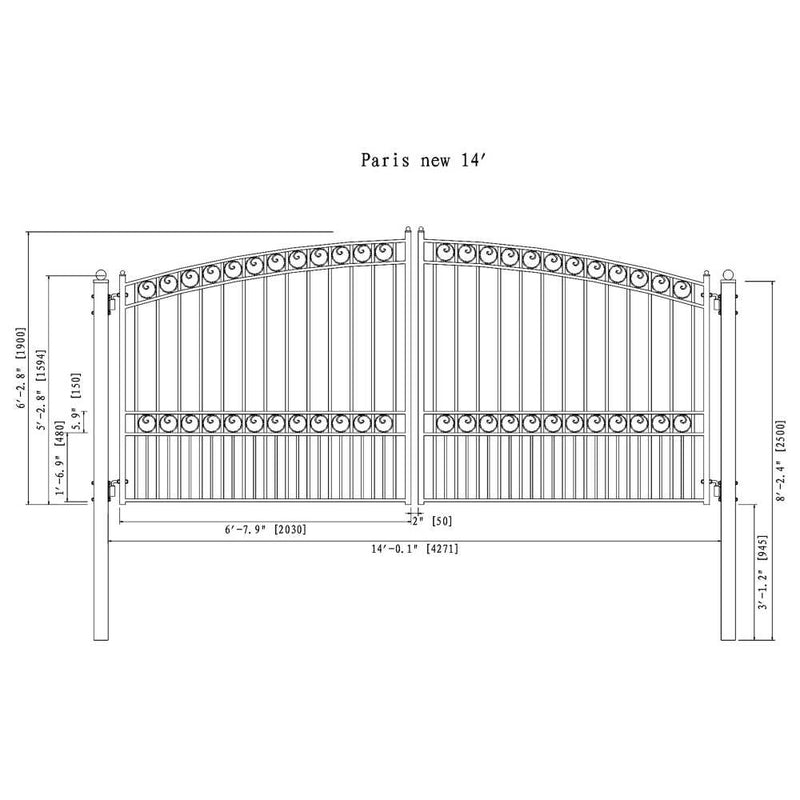 ALEKO PARIS Style Steel Dual Swing Driveway Gate (SAK97031)-SAKSBY