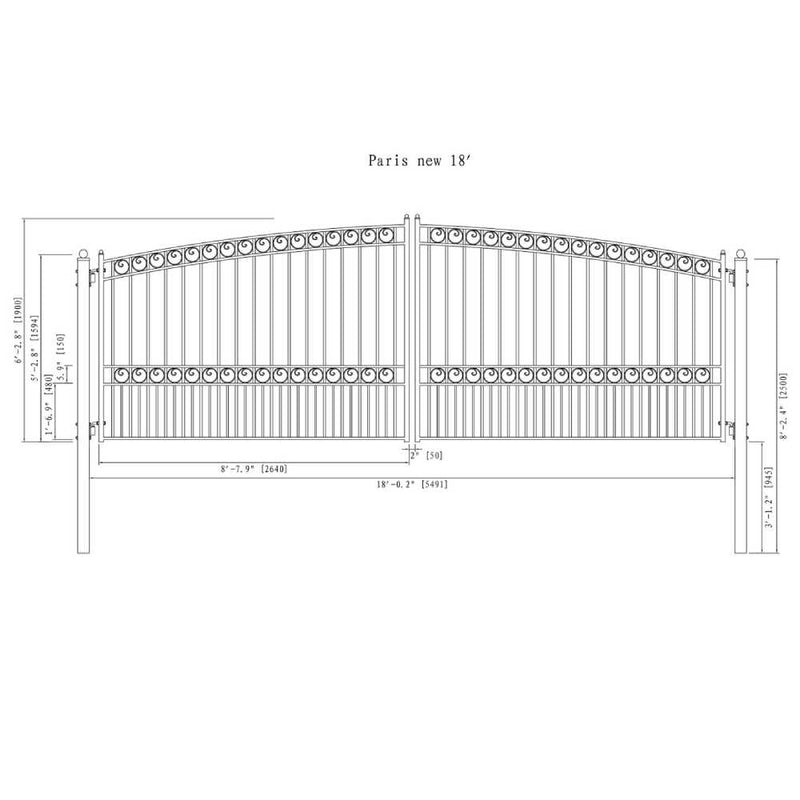 ALEKO PARIS Style Steel Dual Swing Driveway Gate (SAK97031)-SAKSBY