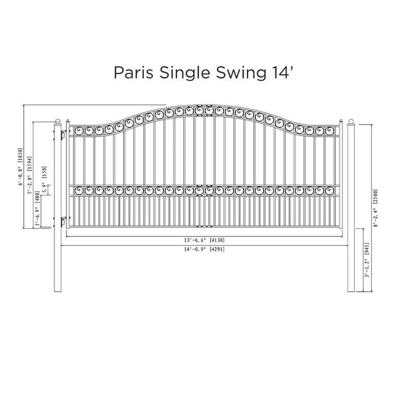 ALEKO Paris Style Steel Single Swing Driveway Gate (SAK78643)-SAK