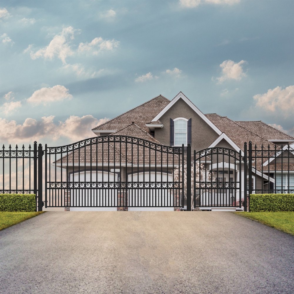 ALEKO Paris Style Steel Single Swing Driveway Gate With Pedestrian Gate (SAK54729)-SAKSBY