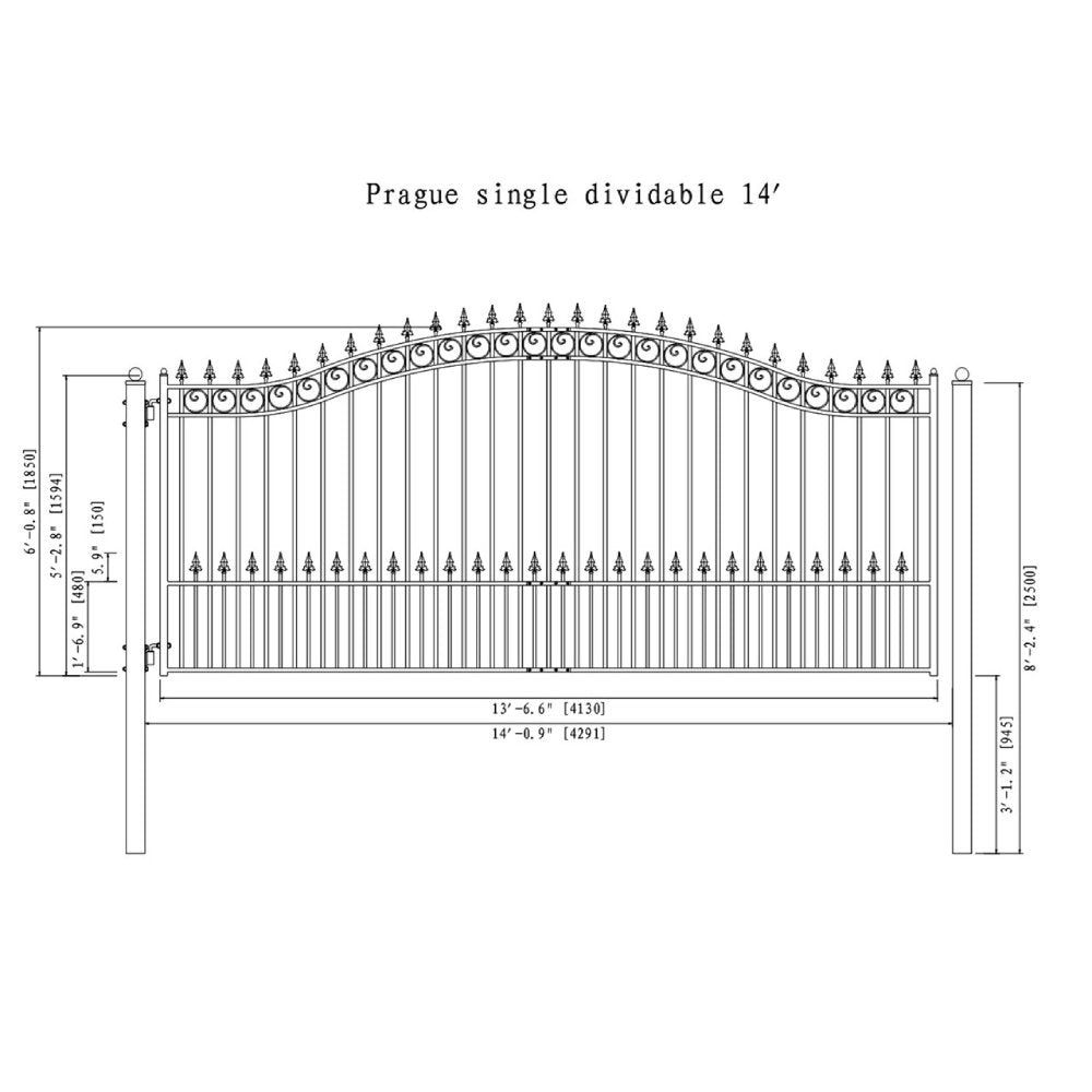 ALEKO Prague Style Steel Single Swing Driveway Gate (SAK96420)-SAKSBY