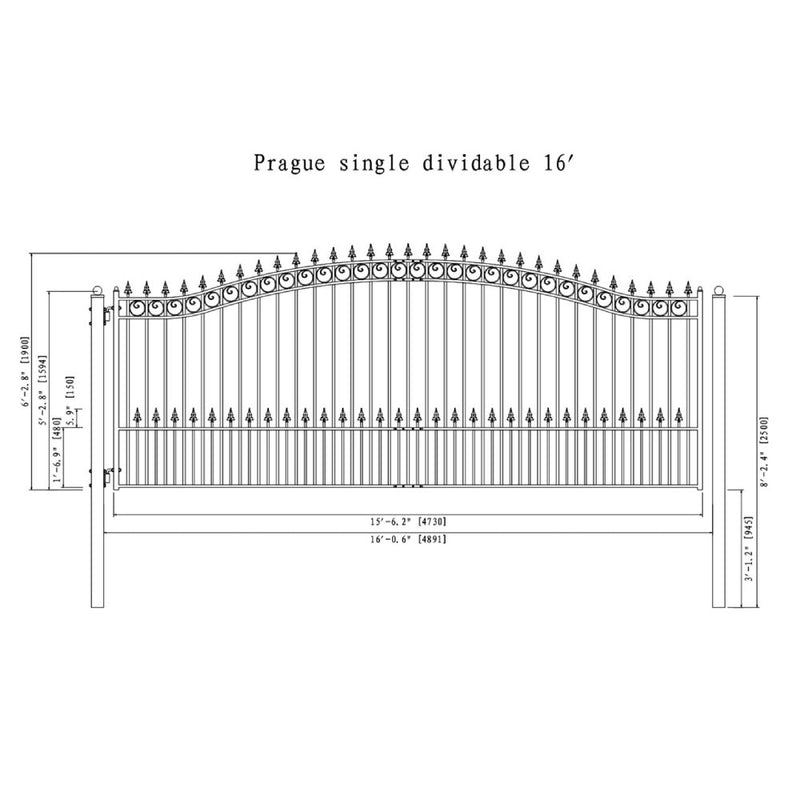 ALEKO Prague Style Steel Single Swing Driveway Gate (SAK96420)-SAKSBY