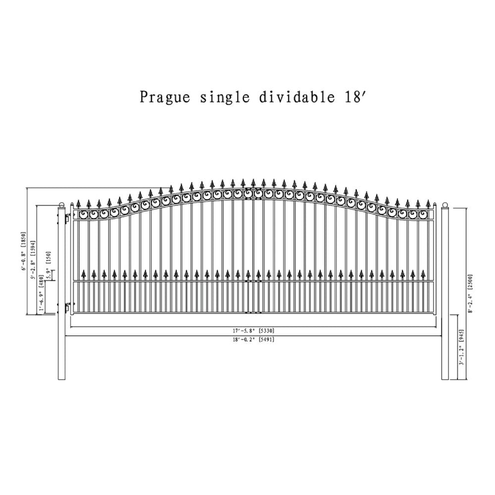 ALEKO Prague Style Steel Single Swing Driveway Gate (SAK96420)-SAKSBY