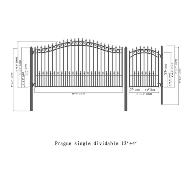 ALEKO Prague Style Steel Single Swing Driveway Gate With Pedestrian Gate (SAK98036)-SAKSBY