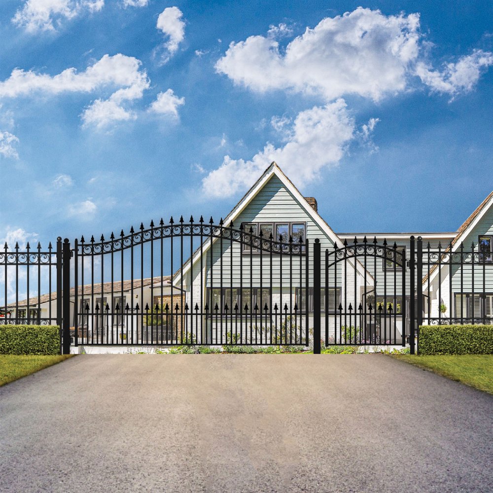ALEKO Prague Style Steel Single Swing Driveway Gate With Pedestrian Gate (SAK98036)-SAKSBY