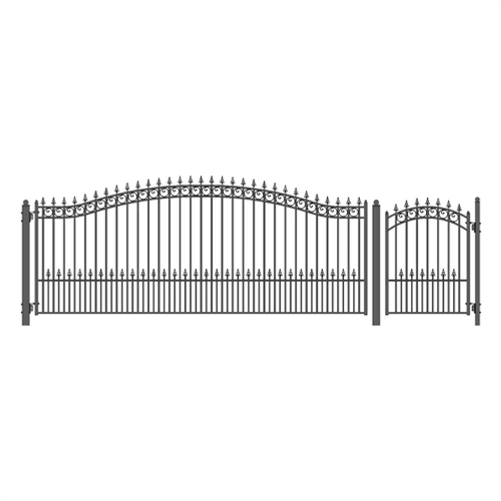 ALEKO Prague Style Steel Single Swing Driveway Gate With Pedestrian Gate (SAK98036)-SAKSBY