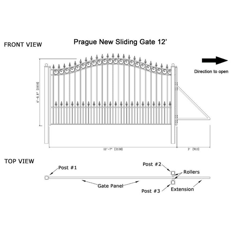 ALEKO PRAGUE Style Steel Sliding Driveway Gate (SAK71492)-SAKSBY