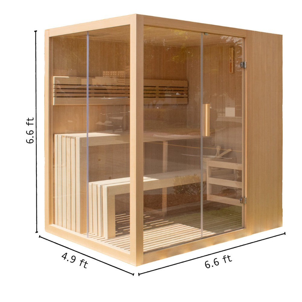 Aleko 6-Person Premium Canadian Hemlock Indoor Wet Dry Sauna With LED Lights (SAK83174)