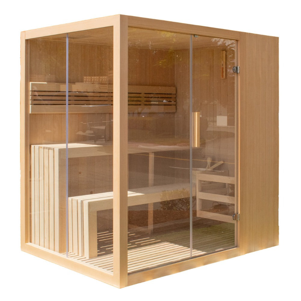 Aleko 6-Person Premium Canadian Hemlock Indoor Wet Dry Sauna With LED Lights (SAK83174)