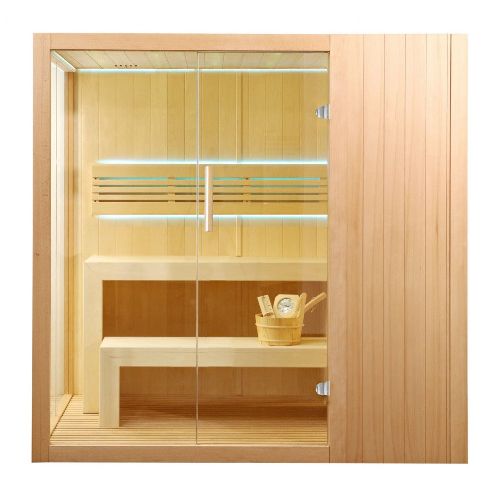 Aleko 6-Person Premium Canadian Hemlock Indoor Wet Dry Sauna With LED Lights (SAK83174)