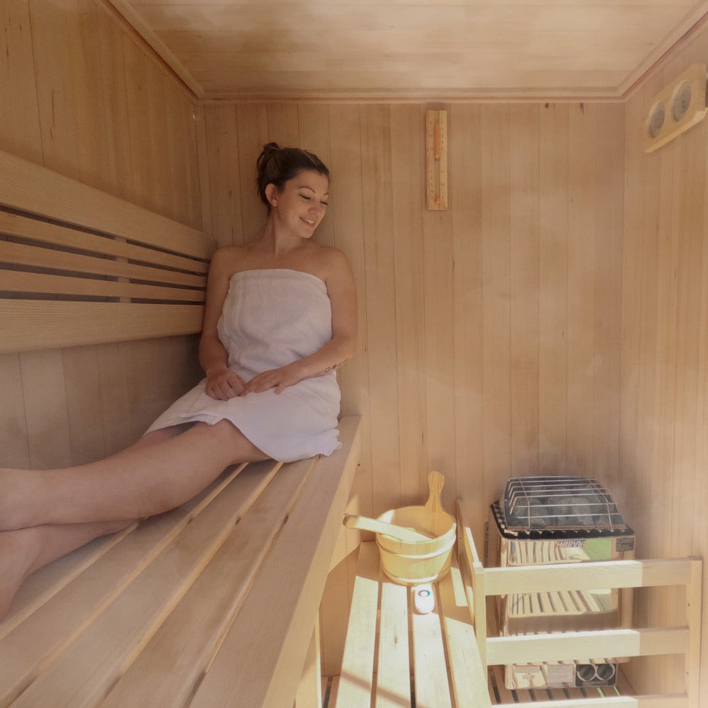 Aleko 6-Person Premium Canadian Hemlock Indoor Wet Dry Sauna With LED Lights (SAK83174)
