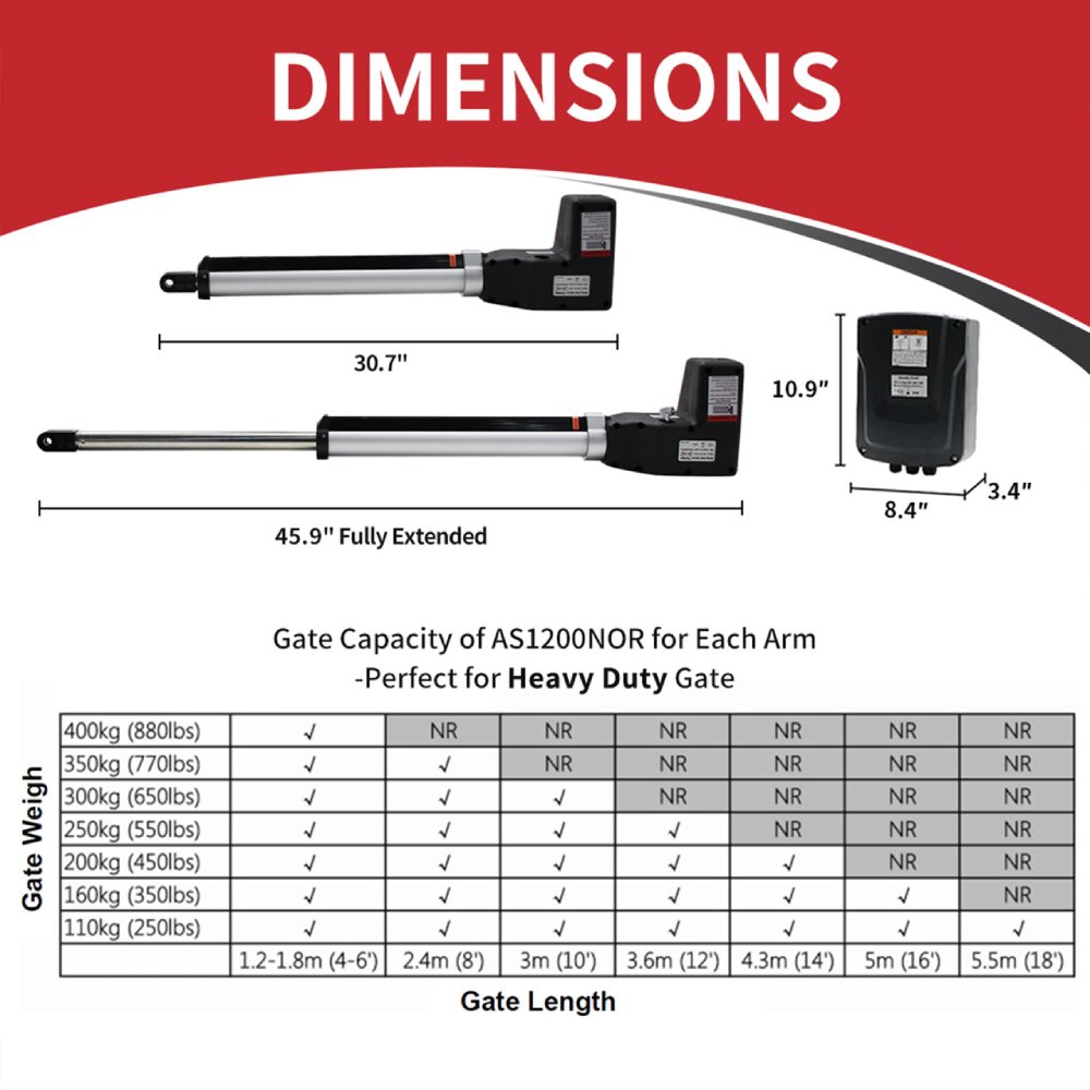 ALEKO Single Swing Gate Operator Basic Kit [AS600 AC/DC] (SAK47186)-SAKSBY