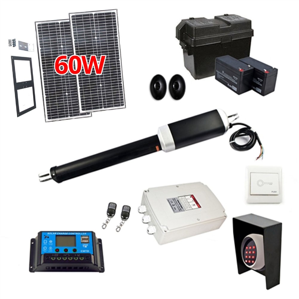 ALEKO Single Swing Gate Operator Solar Kit With Adjustable Auto Close [GG650/AS650 AC/DC] (SAK42978)-SAKSBY