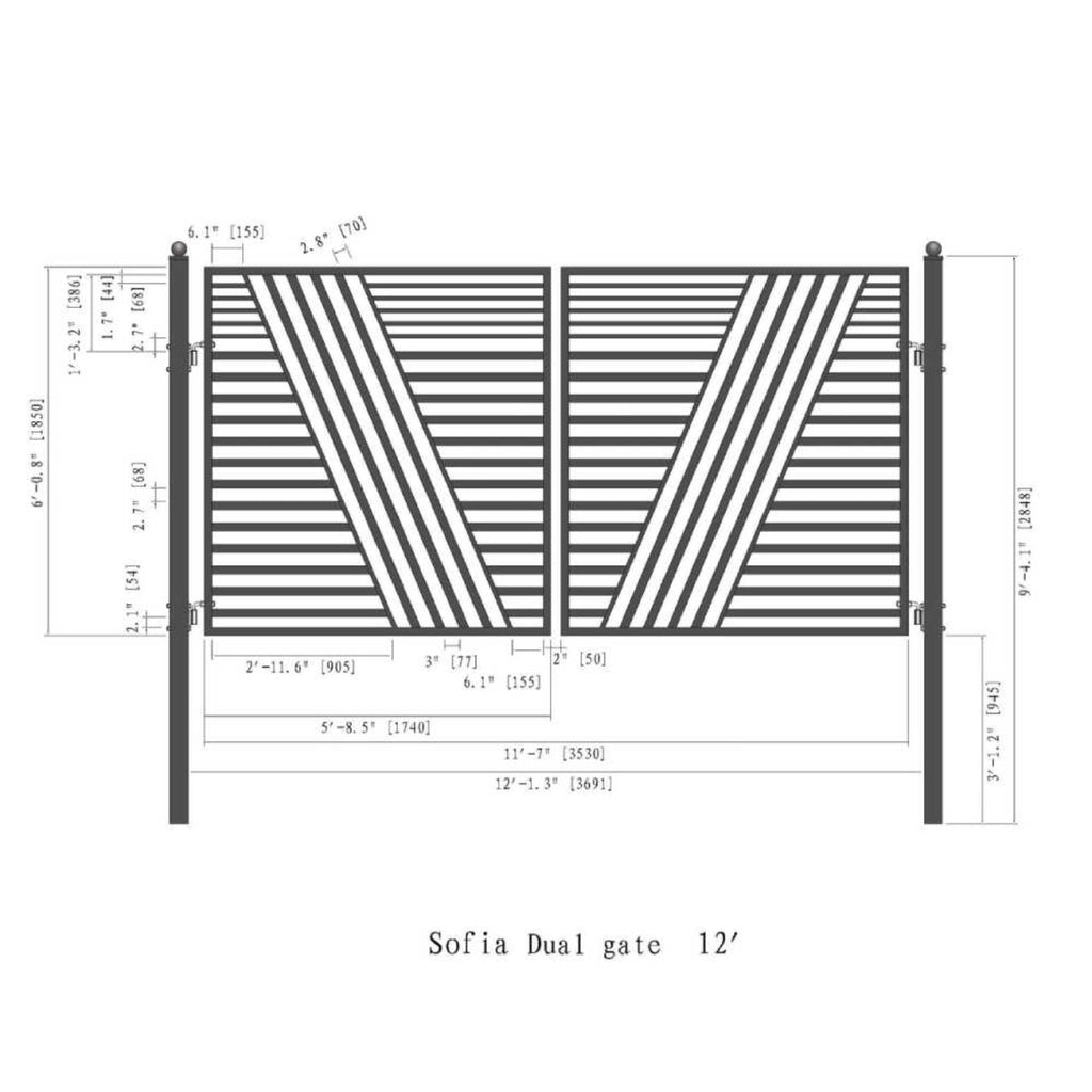 ALEKO Sofia Style Steel Dual Swing Driveway Gate (SAK87214)-SASKBY