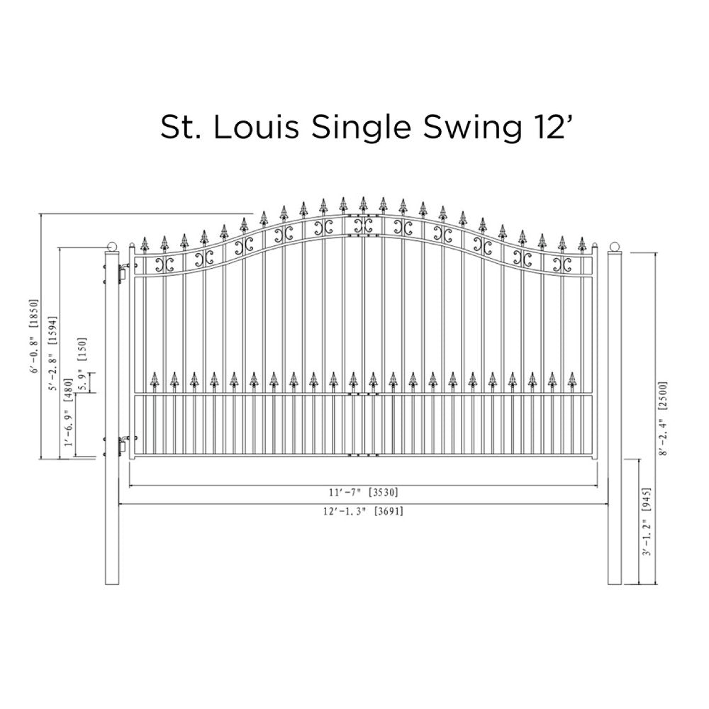 ALEKO St. Louis Style Steel Single Swing Driveway Gate (SAK34952)-SAK