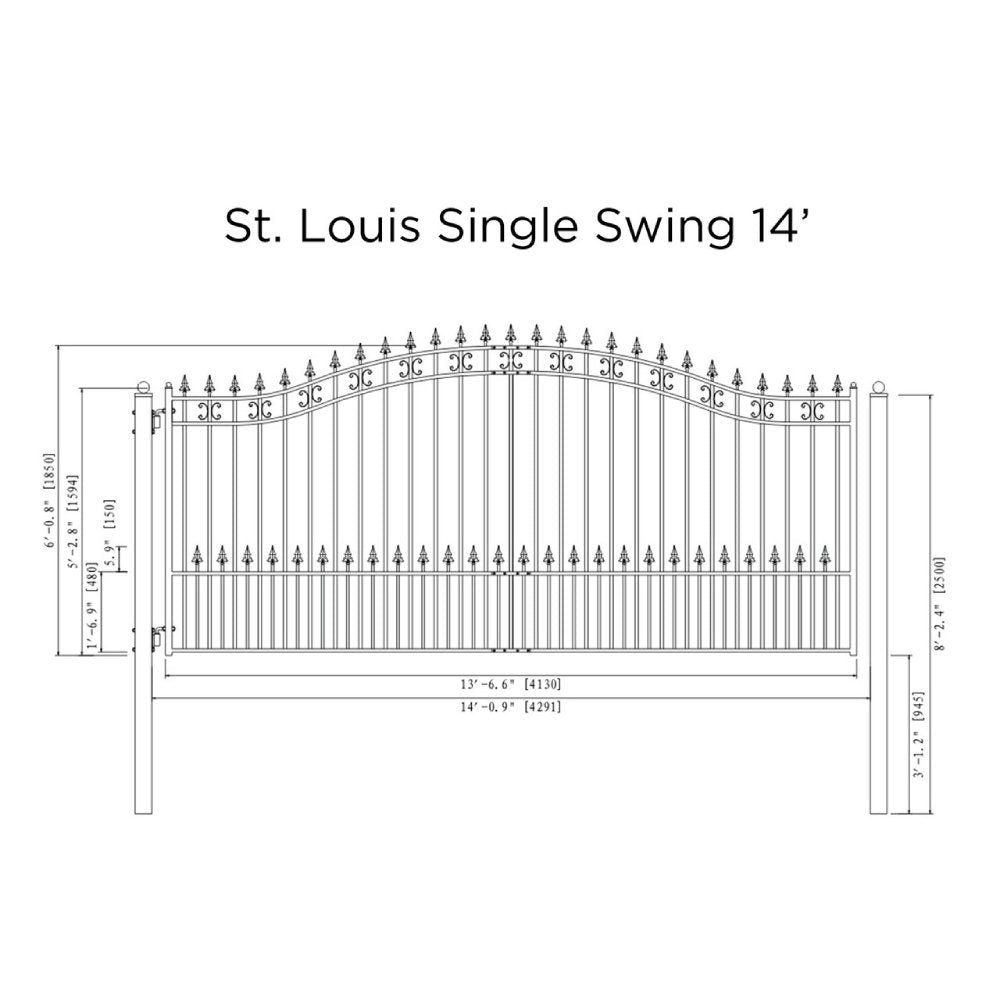 ALEKO St. Louis Style Steel Single Swing Driveway Gate (SAK34952)-SAK