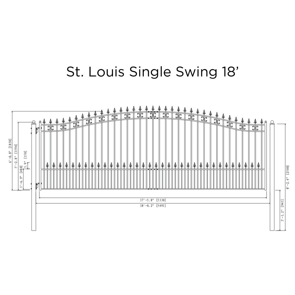 ALEKO St. Louis Style Steel Single Swing Driveway Gate (SAK34952)-SAK