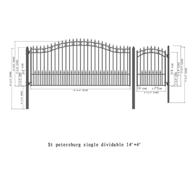ALEKO ST. LOUIS Style Steel Single Swing Driveway Gate With Pedestrian Gate (SAK13954)-SAKSBY
