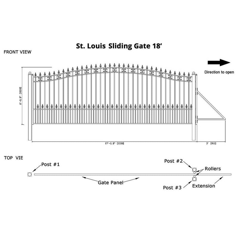 ALEKO ST.LOUIS Style Steel Sliding Driveway Gate (SAK64978)-SAKSBY