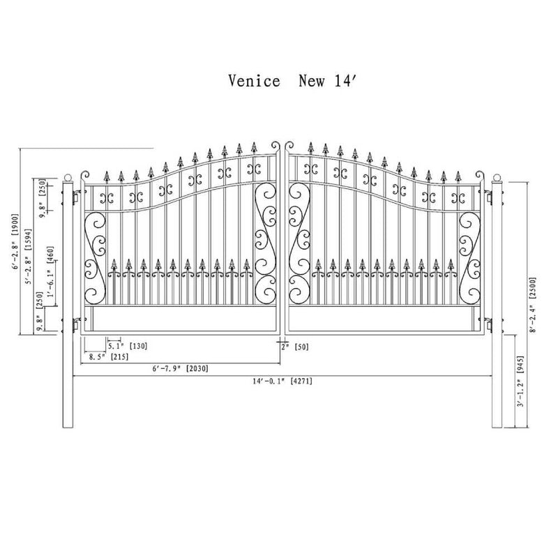 ALEKO Venice Style Steel Dual Swing Driveway Gate (SAK68025)-SAKSBY