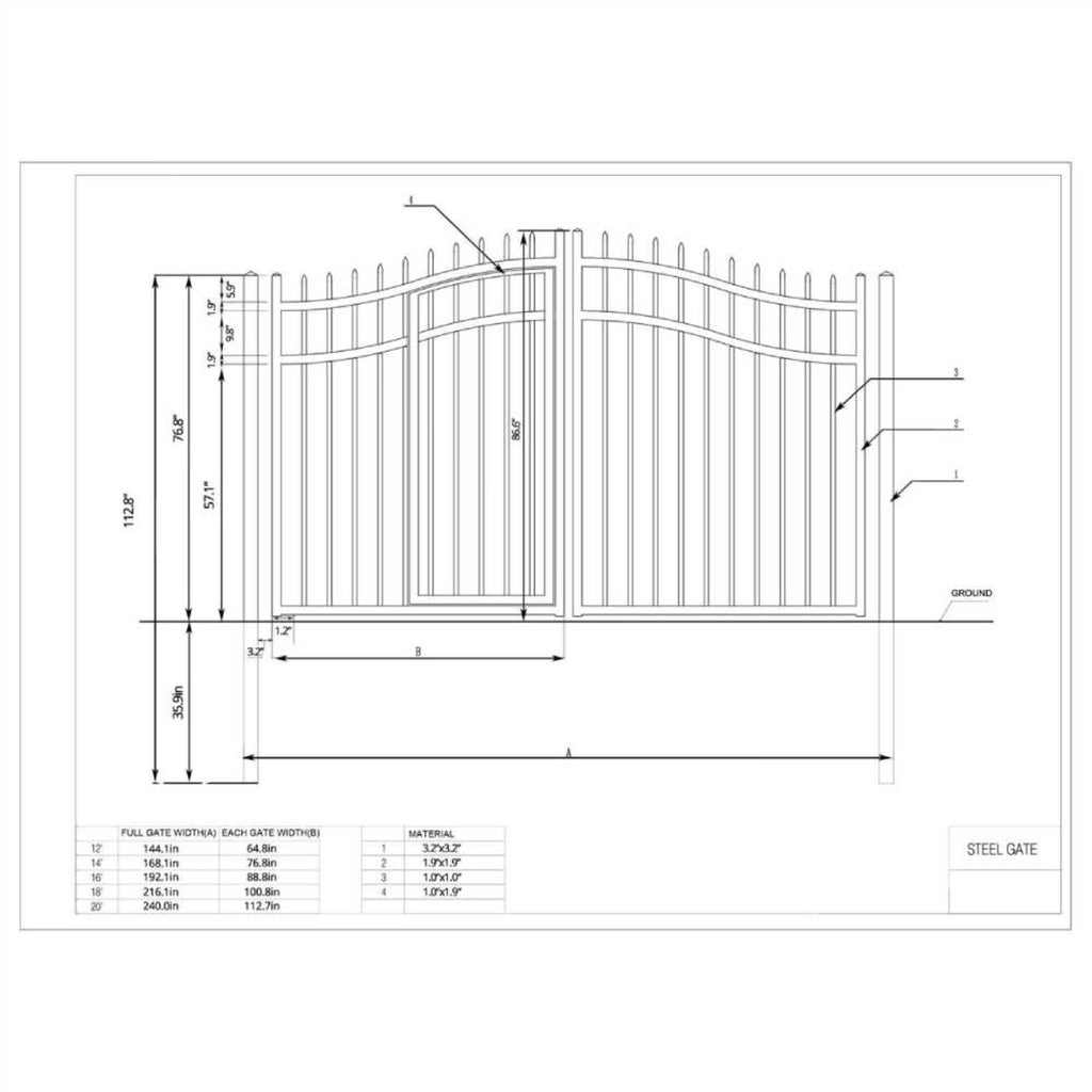 ALEKO Vienna Style Steel Dual Swing Driveway Gate With Built In Pedestrian Door (SAK75103)-SAKSBY