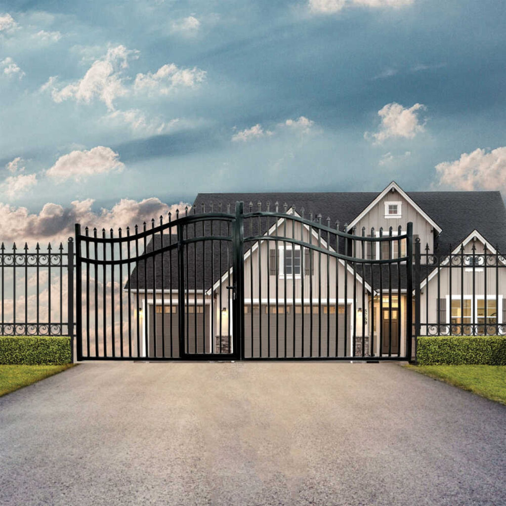 ALEKO Vienna Style Steel Dual Swing Driveway Gate With Built In Pedestrian Door (SAK75103)-SAKSBY